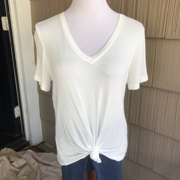 NWT Double Zero white vneck blouse - Picture 1 of 3